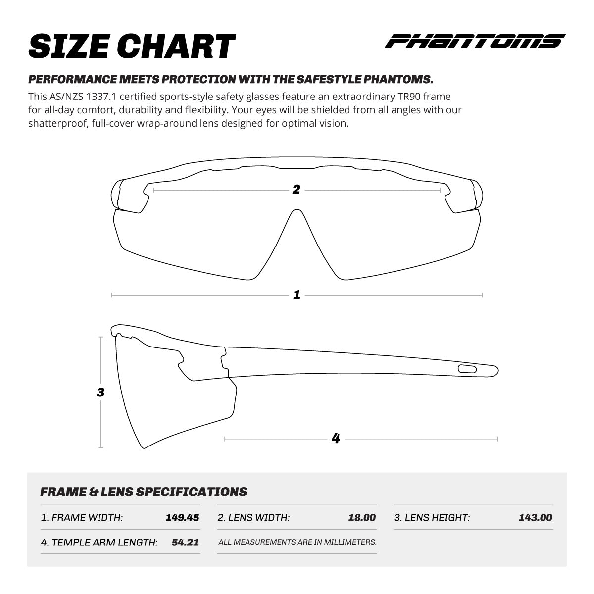 SSAPHMBBT100 - Phantoms Matte Black Frame Reflectors Blue Lens